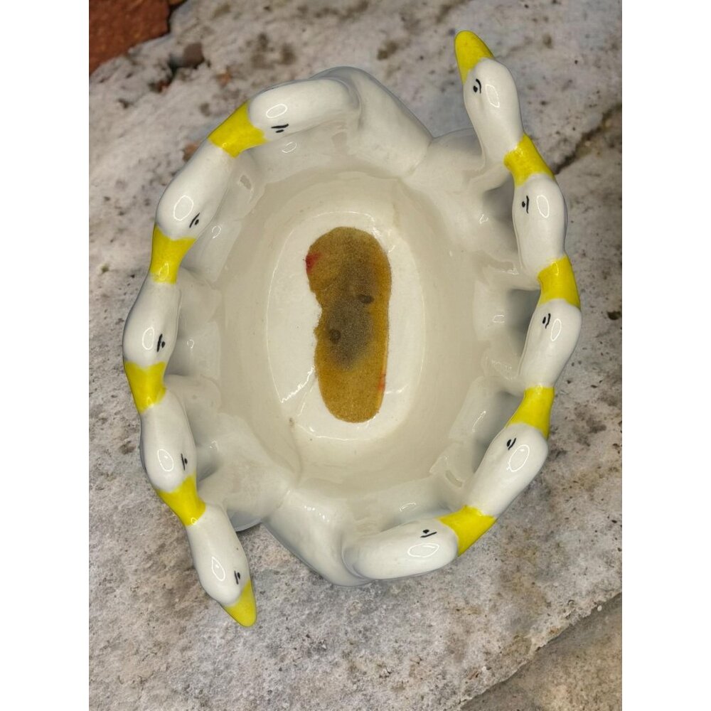 Holland Mold Ceramic Geese-Themed Bowl/Vase With Yellow Accents - Picture 11 of 11